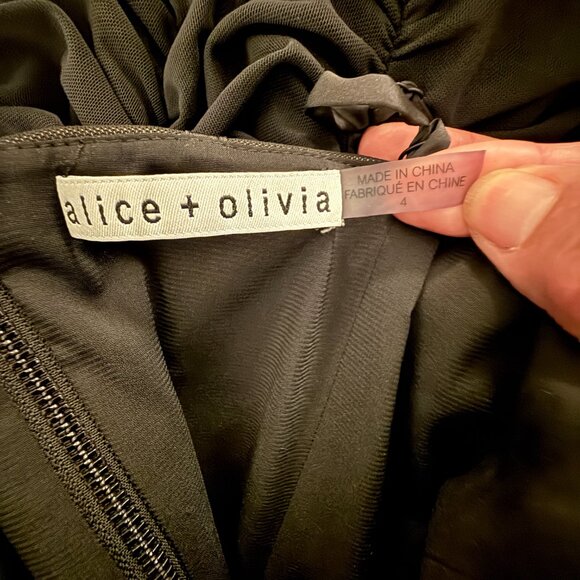 Alice + Olivia Alex Corset Dress Sz 4 Black Mesh Overlay Adjustable Straps - Picture 4 of 7